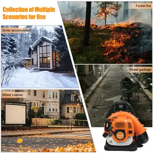 Backpack Snow Blower, 52CC 2 Stroke Gas Powered Leaf Blower for Blowing Leaves, Dust, or Snow, 205 MPH 550 CFM Dust Blower for Lawn Care, Road Cleaning