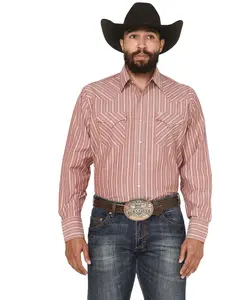 Ely Walker Men's Men'S Striped Long Sleeve Pearl Snap Western Shirt - 2029288-Rd