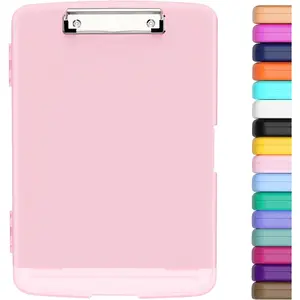 Clipboard with Storage with Pen Holder, Folder Nursing Clip Board 8.5 x 11 Foilo-Side Opening, High Capacity, Light Weight for Teachers Classroom. Size 14 x 9.6 x 1.2 in(Pink)