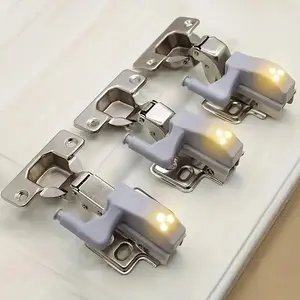 10-Pack Easy Install Hinge Lights, Auto-On LED Cabinet Door Lights, Matte Plastic, Semi-Embedded, Button Control, Home & Office Lighting
