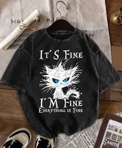 Plus Size, Women's Plus Size Retro Casual Washed T-Shirt - Soft Round Neck Letter Print Top Suitable for Daily Wear, Travel & Vacation - Classic Retro Style Blouse for Women