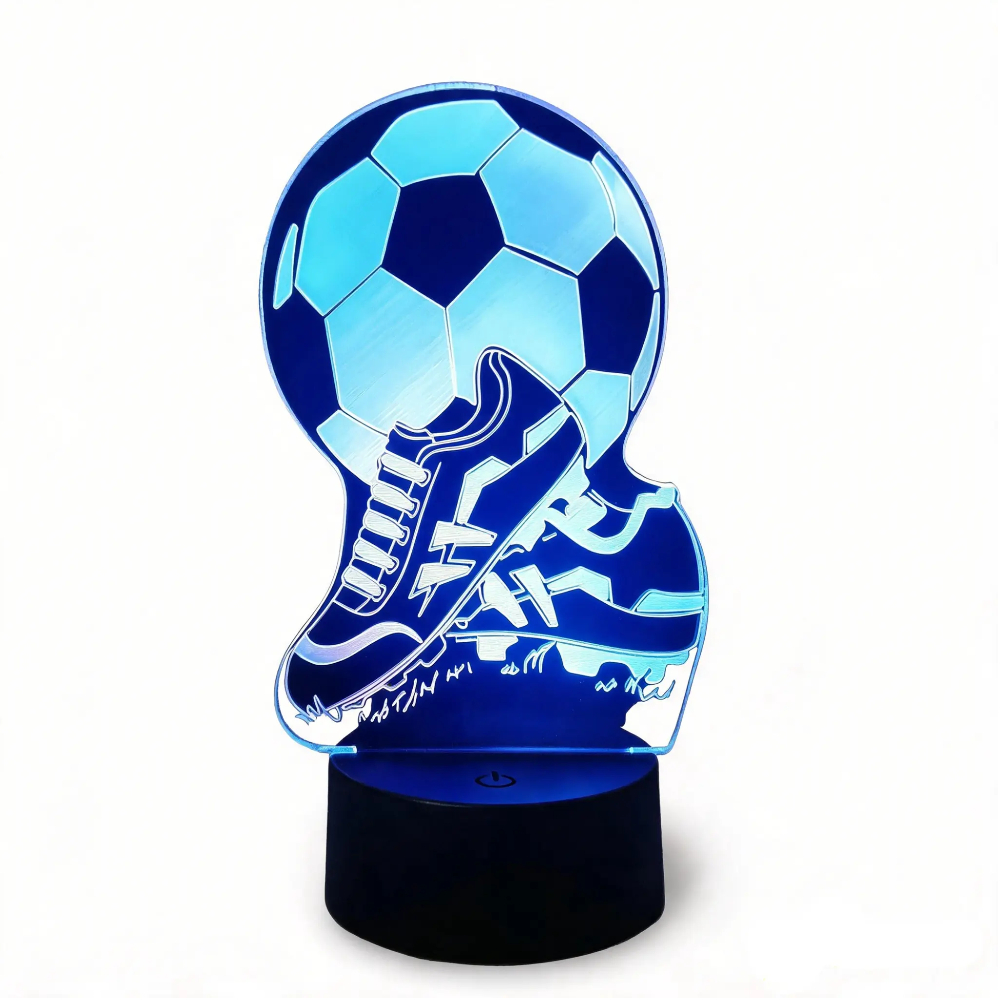 3D Illusion Ornament, Desktop Decor, Fan Collectible Gift, USB‑Powered Acrylic Desk Ornament, Football Fan Atmosphere Decor, Bedroom Table Decoration, Perfect Gift for Football Lovers