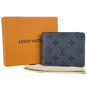 Pre-owned Louis Vuitton Leather Small Leather Goods Monogram Canvas Navy Wallet with Classic LV Logo and Durable Canvas Material
