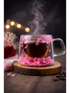 Double Glass Handcrafted Flower Glass Cup Mugs with Dried Flowers - Unique Floral Tea  & Coffee Mug