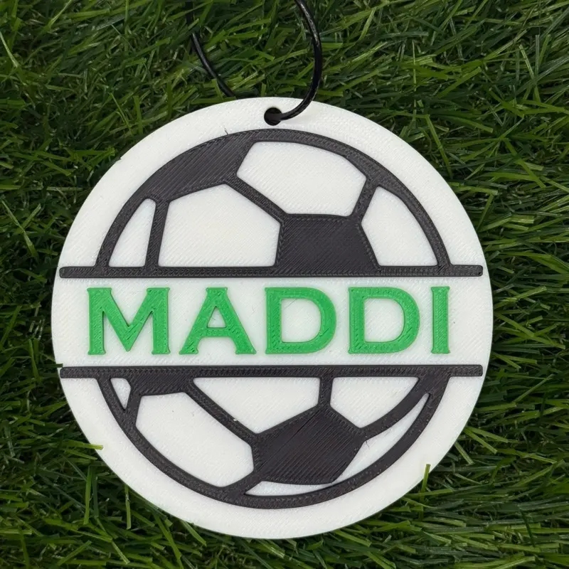 Soccer Bag Tag Keychain - Custom 3D Printed Acrylic Personalized Sports Gear with Name Number or Team Design Durable Lightweight Cable Included