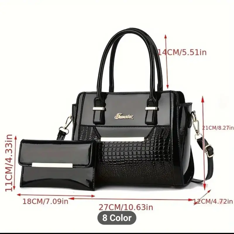 Jemarre Women's Handbag - Black Fashionable Tote with Dimensions 27x18x11cm & 14x2x11cm, Available in 8 Colors