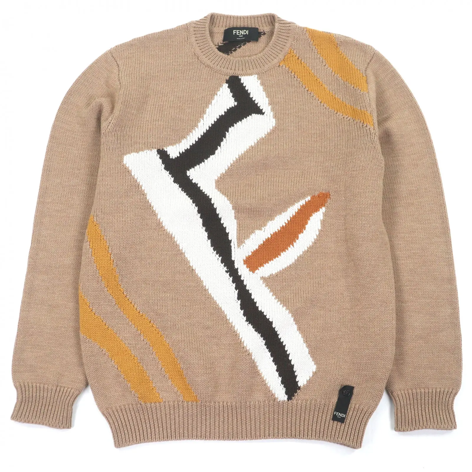 Pre-owned FENDI Wool Small Leather Goods Knit Sweater