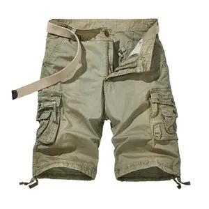 Men’s American retro cargo shorts with multiple pockets, mid-thigh length, loose fit, 100% cotton, trendy brand, resistant to dirt and wear