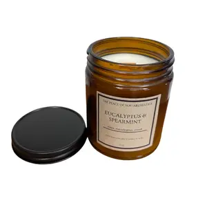 Natural & Clean Eucalyptus & Spearmint Candle w/ Coconut Apricot Wax-Peace of You Aromatics Freshener Decor
