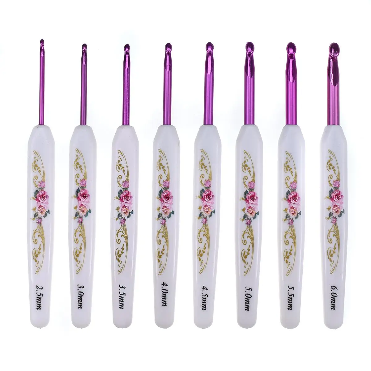 Crochet Hooks Set, 8 Counts/set 2.5mm(C)-6mm(J) Crochet Hook, Ergonomic Handle Crochet Hooks for Arthritic Hands, Crochet Needle