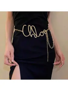 Women's Letter Alloy Waist Chain, Simple Fashion Versatile Small Decorative Belt, Daily Party Accessory, Stylish and Trendy