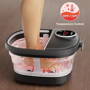 The Gehona foldable foot bath basin features heating, bubble massage, red light therapy, and temperature control functions. It is suitable for foot care, relaxation, and stress relief.