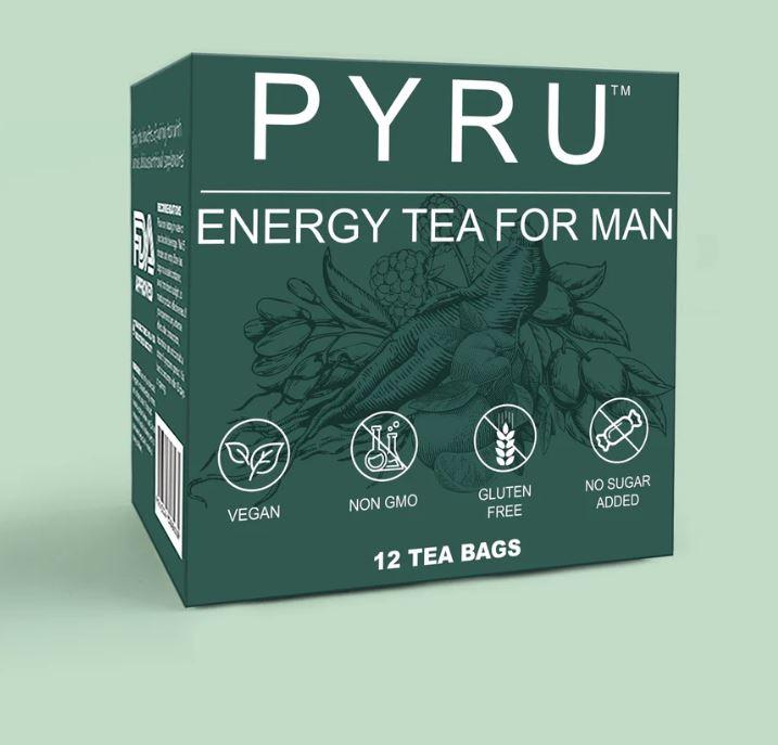 Pyru Tea: Energy Tea For Man, 12-Pack Box - Pure Ingredients, Natural Herbal Infusion