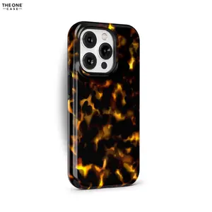 Fiery Yellow Tortoise Shell Phone Case for iPhone 16e 15 14 Pro Max 8 Plus, Galaxy S25 S21 S20, Google Pixel 6 5 4 - MagSafe Case | PCM-AB03