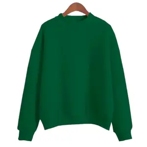 Fleece Half High Neck Long Sleeve Solid SnugStorm Sweatshirt - Green, Pullover Style, Comfortable Fit