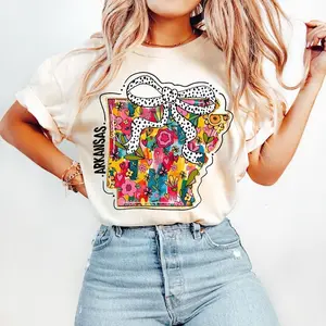 Floral Coquette Arkansas, State, Arkansas Brushstroke, Girly State Shirt, Arkansas Coquette Bow, Trendy Arkansas