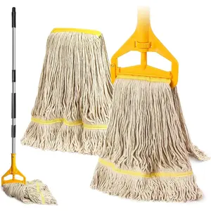 2 Pack 20ozCommercial Mop Heavy Duty Industril  Mop,  Commerical Industrial Grade Mop Replacements Heads for ,mops for Floor Cleaning Heavy Duty,with 63'' Stainless Steel Mop Handle