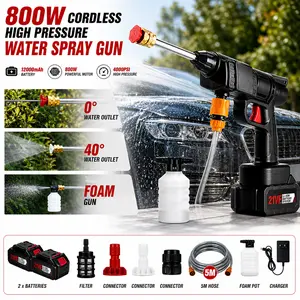 SEEVOLX Cordless Electric Pressure Washer, Portable Car Wash Spray Gun with 12000mAh Rechargeable Battery, 5 Adjustable Nozzles, Quick Connect System, Lightweight Cleaning Tool for Cars, Patio, Garden & Outdoor Use