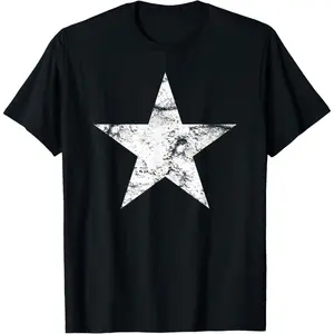 Vintage Distressed Five Point Star Graphic Tee Minimalist Retro Streetwear T-Shirt
