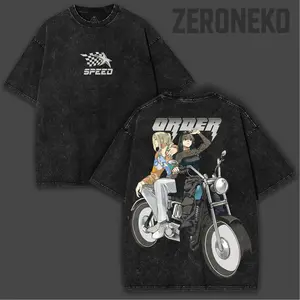 ORDER Sakamoto Days Vintage Oversized Washed Tee – Nagumo, Shishiba, Osaragi, Kashima Graphic | Collector Anime Streetwear Cotton Menswear