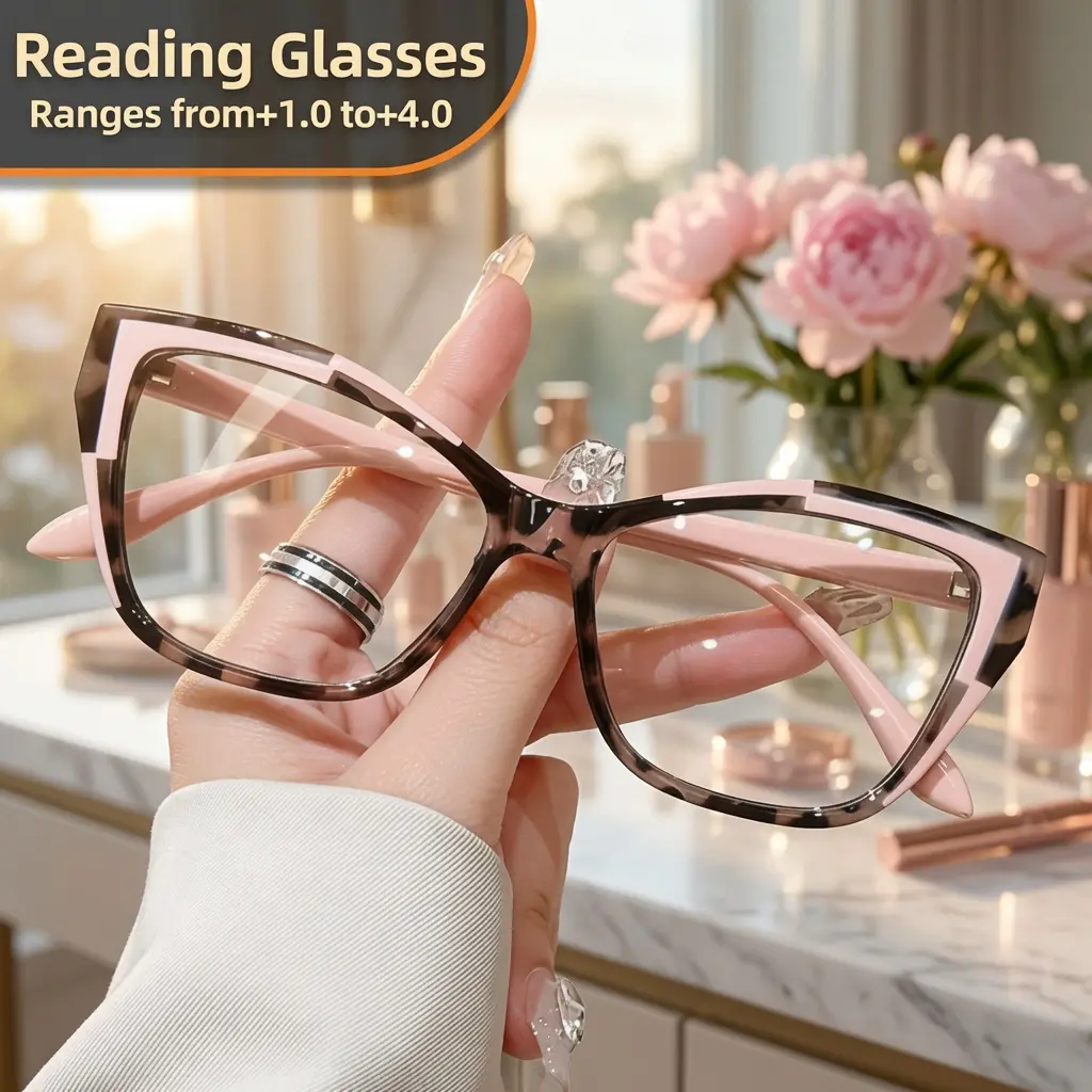 Women's Reading Eyewear, Vintage Cat Eye Blue Light Blocking Glasses, Lightweight Color Block Frames for Casual Wear, +1.0 to +4.0,back to school,back to school haul