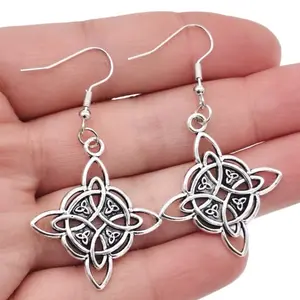 Vintage Silvery Celtic Knot Earrings Magical Knot Pagan Wiccan Symbol Ear Studs for Women Witch Knot Jewelry Party Favors