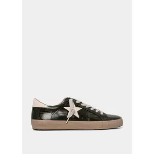 PAULA Olive Croco Sneakers with Faux Croco Finish Star Detail Suede-look Toe Cap Lace-up Front Rubber Sole for All-day Comfort