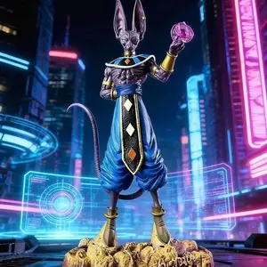 1PC Dragon Ball Beerus Statue, Cat God of Destruction, Scene Base Collectible Model，Dragon Ball Super Beerus Action Figure, Standing Pose, Universe God of Destruction Collectible，Desktop Anime Decoration