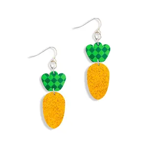 Viv&Lou Orange Glitter Acrylic Carrot Earrings