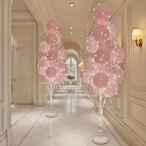High-Top Balloon Stand Set with Water Base, Large Reusable Plastic Column Base, Perfect for Weddings Birthdays Graduations Christmas New Year Valentine's Day Parties Decorations