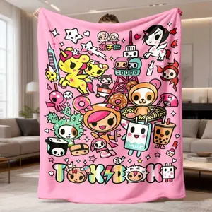 2026 New Arrival Tokidoki Flannel Blanket Pop Art Aesthetic Kawaii Soft Warm Cozy Throw For Picnic Travel Sofa Bed Kids Room Decor Birthday Gift