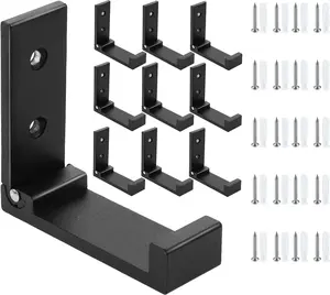 10 Pack Folding Wall Hooks,  Alloy Foldable Hooks for Hanging Backpack, Coat, Towel, Hat, Headphone, Bags, , Come with Mounting Screws, Wall Anchors (Black)