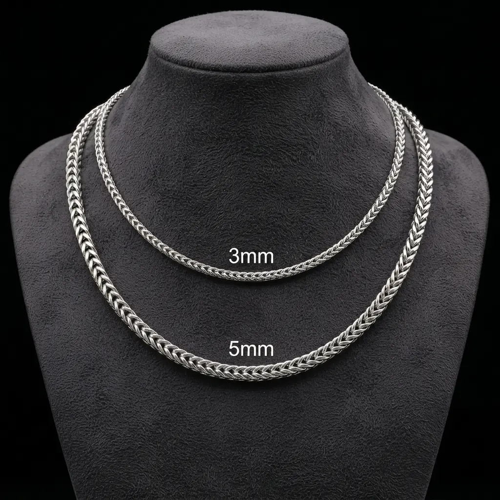 Men's Stainless Steel Braided Franco Chain Necklace - V-Shaped Weave, 3/5mm, 18-26in, Waterproof, Anti-Tarnish, Durable Fashion Jewelry, Daily Chain Accessory, Casual & Anniversary Gift, Durable Jewelry, Fashion Necklace