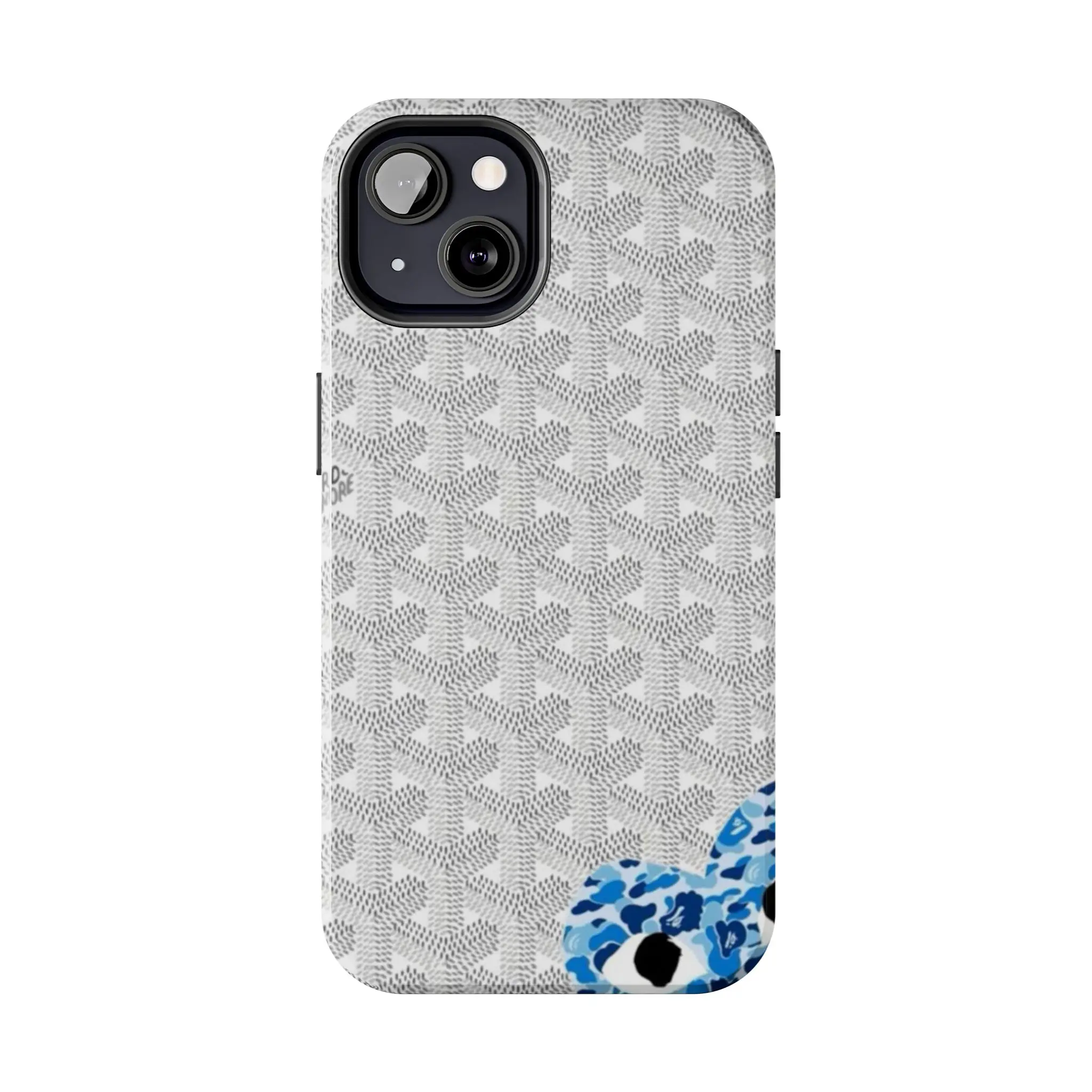 Luxury Monogram Pattern iPhone Case - Gray Designer-Inspired Slim Protective Cover, Glossy Shockproof Hard Shell, Minimalist Fashion Accessory