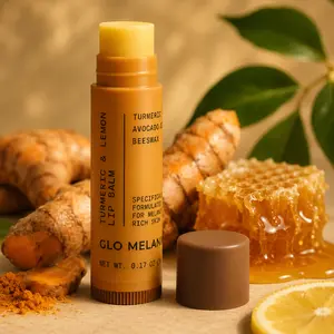 Glo Melanin Lemon and Turmeric Lip Balm, Natural Lip Care Formula to Nourish and Moisturize Dry Lips, Smooth Daily Lip Balm for Soft Healthy Looking Lips
