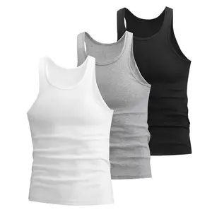 Men’s solid-color round-neck tank top—casual, comfortable, breathable sleeveless shirt; sleeveless gym tops suitable for running; summer men’s clothing; yoga sports vest; fitness workout vest, Gymwear, Gymclothing