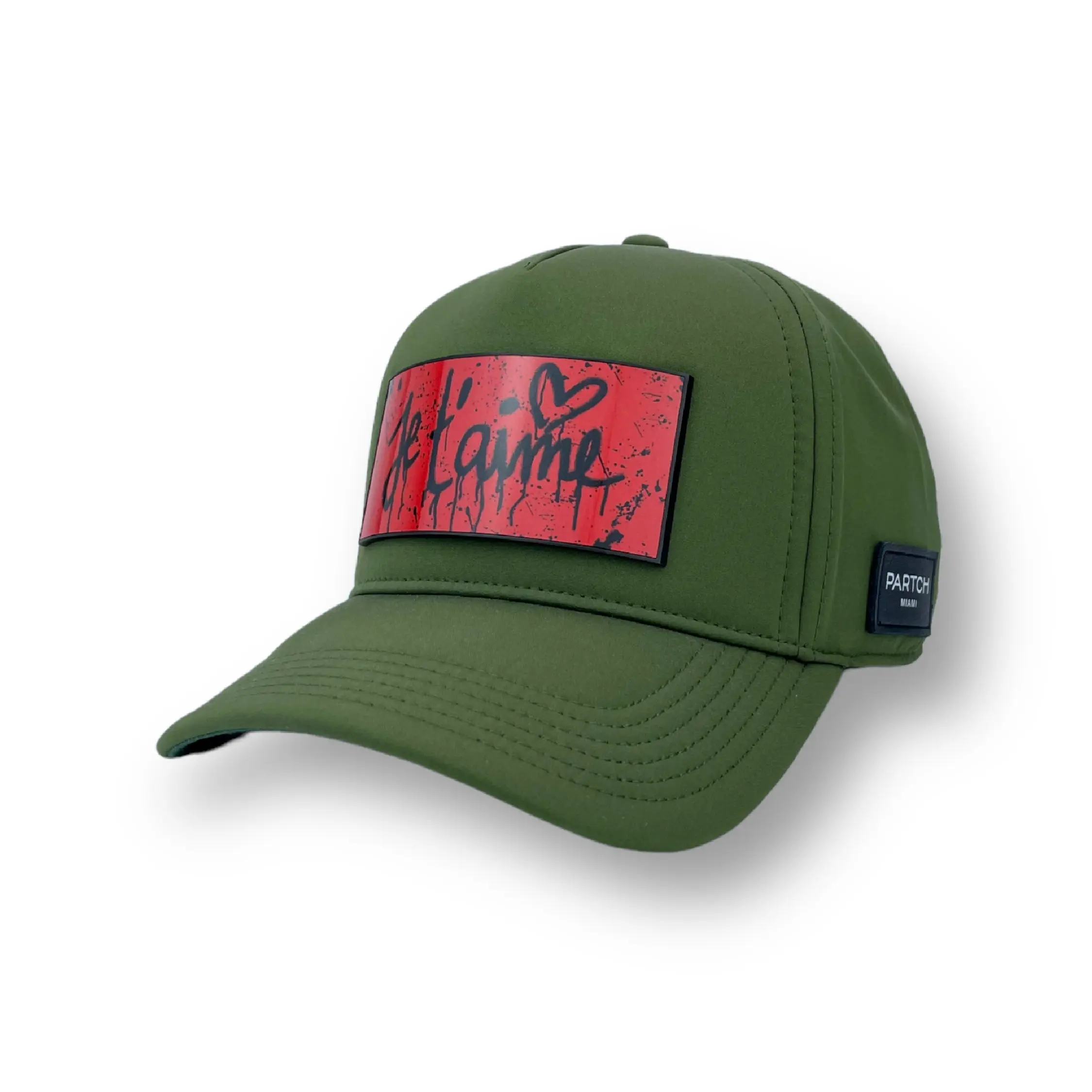 PARTCH Je t'Aime Trucker Hat Khaki Green FF Removable Clip