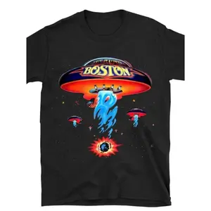 Boston Band T-Shirt Poster Shirt Spaceship Rock Band T-Shirt Men'S Black Golf Gift T-Shirt For Men And Women