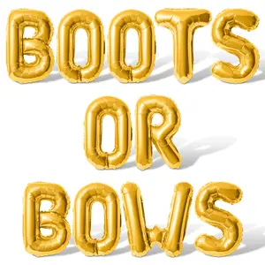 Letter Balloons - BOOTS OR BOWS 16" Inch Alphabet Letters Foil Mylar Balloon Baby Shower Party Banner
