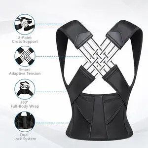 Posture Corrector Back Brace Shoulder Straightener with Adjustable Spine Alignment for Men and Women Anti Hunchback Waist Girdle in Black