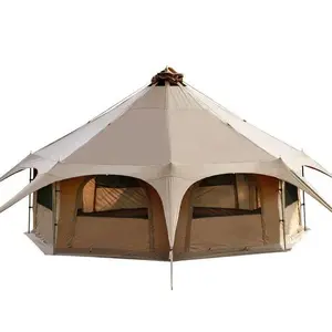 OED Tiny Homes Customized Outdoor Luxury Glamping Bell Tent Dome Tepee for Family Camping, 450 x 450 cm, Waterproof PU Material, 8 People Capacity nature  hike