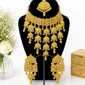 Gold Look Waterfall Necklace Slightly Heavy Glamorous Jewelry Set for Special Occasions