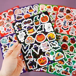 8 Sheet Halloween Stickers Bulk – 160 pcs Non-Repeating Pumpkin Monster Candy Vinyl Waterproof Adhesive Stickers, Kids & Youth Adult Party Favors, Crafts Toys, Holiday Decorations, Treat Bag & Goodie Bag Stuffers