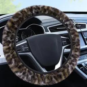 Accmor Fuzzy Steering Wheel Cover, Leopard Fluffy Car Wheel Cover for Women Men, Soft Furry Vehicle Steering Wheel Protector Warm Non-Slip Car Accessories 15 inch Universal Fit Auto, Suvs, Truck