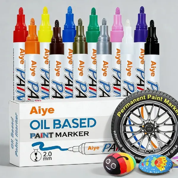 12-Color Oil-Based Permanent Marker Pen with Medium Tip, Metallic Hues (Including Silver), Cap-Twist Seal, Leak-Proof, Fade-Resistant, Long-Lasting, Ideal for Car Tire Repair & Graffiti Art, Suitable for Auto Parts, Great for Holidays & Birthdays, Oil-Bas