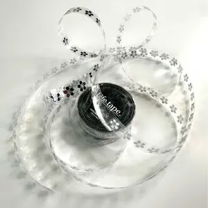 Sakura Strip Sticker Roll Pink & Silver Hot Stamping Cherry Blossom Die-Cut Decorative Tape Self-Adhesive for Journals Planners Scrapbooking DIY Crafts Card Making Gift Wrapping