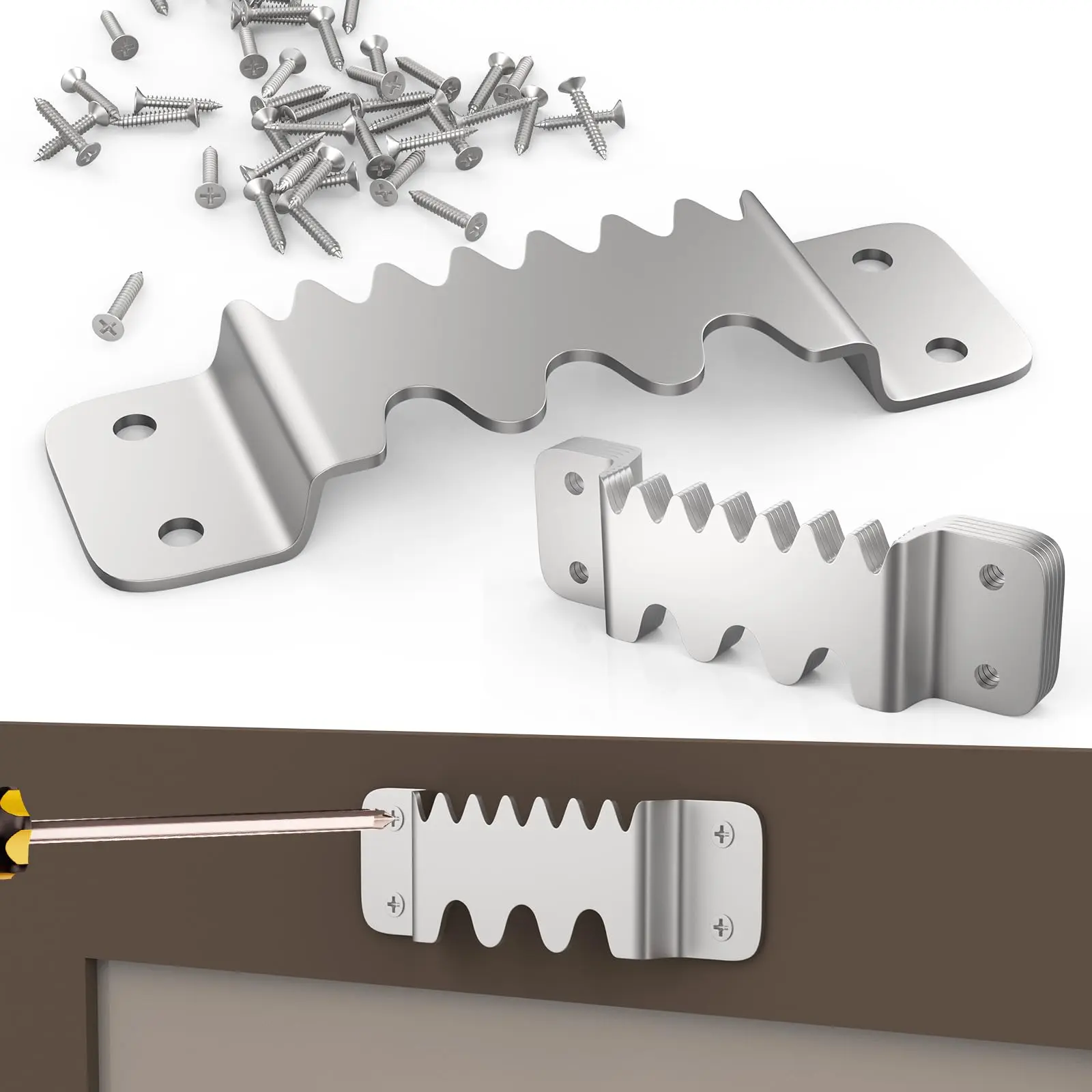 6pcs Large Sawtooth Picture Hangers Supports 300 Lbs Heavy Duty Hanging Hardware Frame Bracket With Screws  Painting Accessories For Decorations(silver)