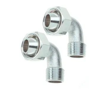 212 MAIN 0.5 in. Brass Bent Type Bathcock Coupling, 90-Degree Bend, Chrome Finish