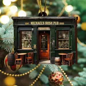 Personalized Irish Pub Ornament For Christmas Tree Decor, Custom Bar Sign Ornament, Irish Christmas Gift for Dad, Irish Gifts