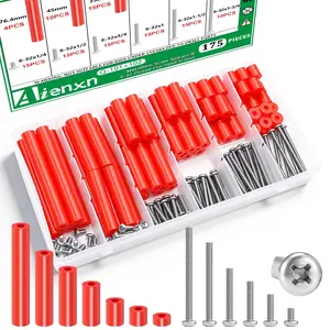 175PCS Red Electrical Outlet Spacers Kit, 85PCS 6-32 Thread Cup Head Mounting Screws and 90PCS Outlet Spacer Without Threaded, Outlet Spacers for Electrical Box, Screws Switch and Receptacle